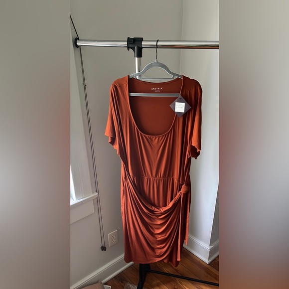 Bronze faux wrap dress - Picture 2 of 3